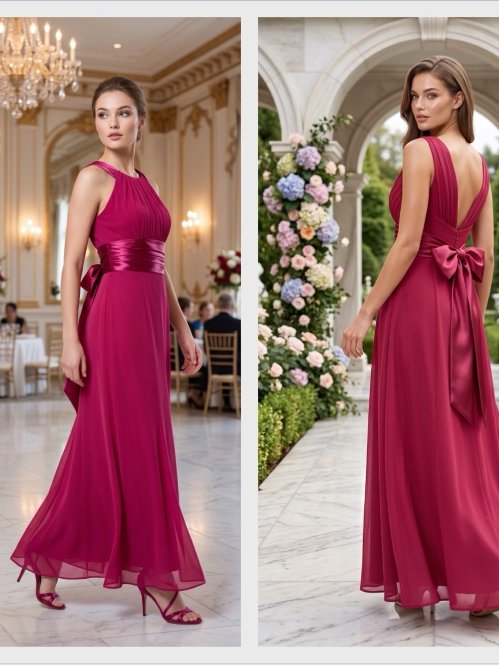 Davis Bridal F12732 chiffon and charmeuse prom bridesmaid dress